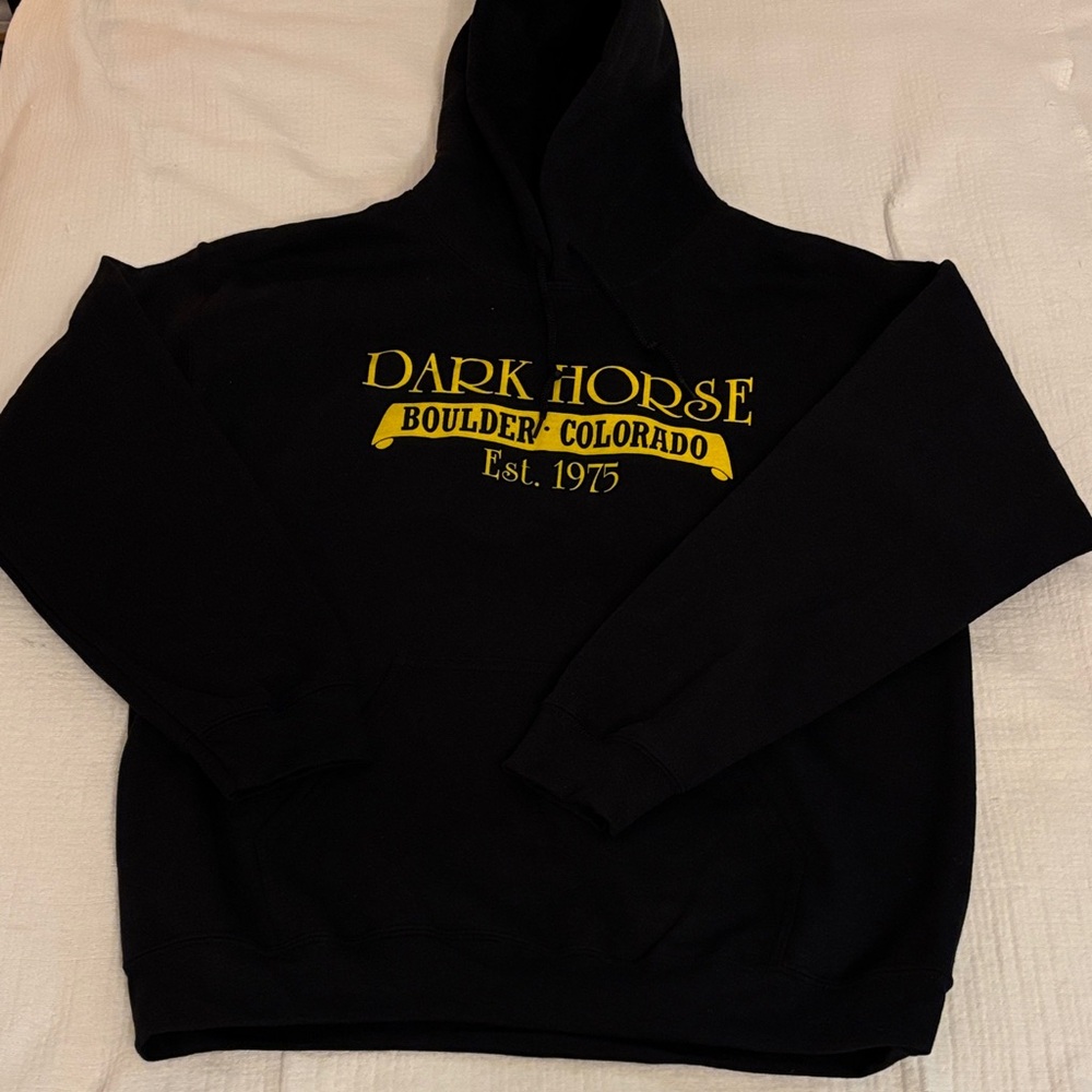 NWOT Famous Boulder Colorado DARK HORSE Black Hoodie